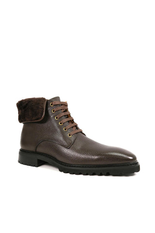 Carrucci Full Grain Leather / Leather Faux Shearling Rugged Boot (CAR1022)-AmbrogioShoes