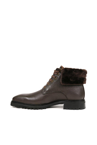 Carrucci Full Grain Leather / Leather Faux Shearling Rugged Boot (CAR1022)-AmbrogioShoes