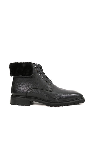 Carrucci Full Grain Leather / Leather Faux Shearling Rugged Boot (CAR1022)-AmbrogioShoes