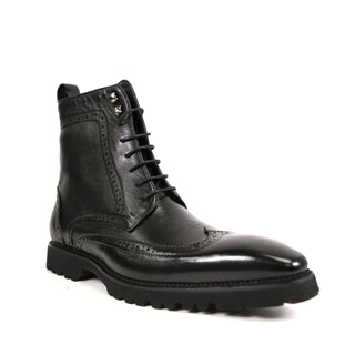 Carrucci Hudson Men's Shoes Full Grain Leather Wingtip Boot (CAR1024)-AmbrogioShoes