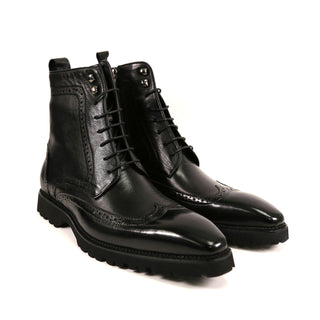 Carrucci Hudson Men's Shoes Full Grain Leather Wingtip Boot (CAR1024)-AmbrogioShoes