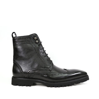 Carrucci Hudson Men's Shoes Full Grain Leather Wingtip Boot (CAR1024)-AmbrogioShoes