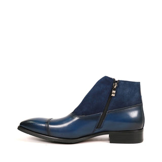 Carrucci KB503-18SC Men's Shoes Suede / Calf-Skin Leather Cap-Toe Boot (CAR1020)-AmbrogioShoes