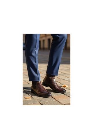 Carrucci KB503X-601E Men’s Embossed Leather Chelsea Boot