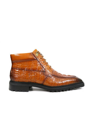 Carrucci KB516-50 Alligator Print Rugged Ankle Boot (CAR1016)-AmbrogioShoes