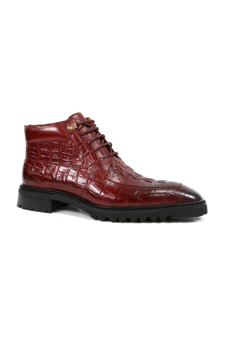 Carrucci KB516-50 Alligator Print Rugged Ankle Boot (CAR1016)-AmbrogioShoes
