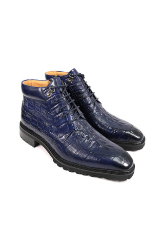 Carrucci KB516-50 Alligator Print Rugged Ankle Boot (CAR1016)-AmbrogioShoes