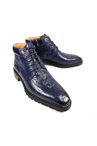 Carrucci KB516-50 Alligator Print Rugged Ankle Boot (CAR1016)-AmbrogioShoes