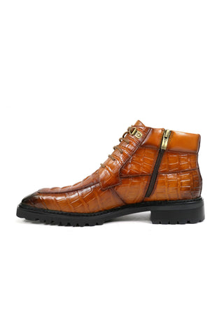 Carrucci KB516-50 Alligator Print Rugged Ankle Boot (CAR1016)-AmbrogioShoes