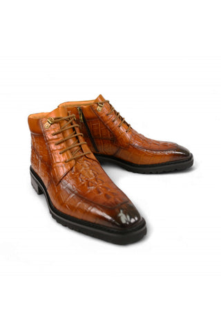 Carrucci KB516-50 Alligator Print Rugged Ankle Boot (CAR1016)-AmbrogioShoes
