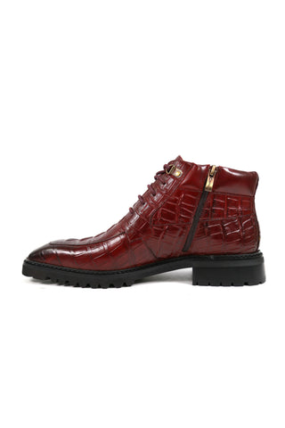 Carrucci KB516-50 Alligator Print Rugged Ankle Boot (CAR1016)-AmbrogioShoes
