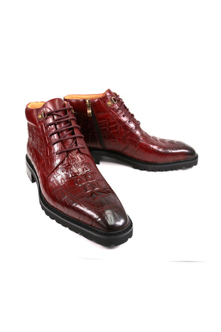 Carrucci KB516-50 Alligator Print Rugged Ankle Boot (CAR1016)-AmbrogioShoes
