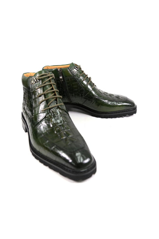 Carrucci KB516-50 Alligator Print Rugged Ankle Boot (CAR1016)-AmbrogioShoes