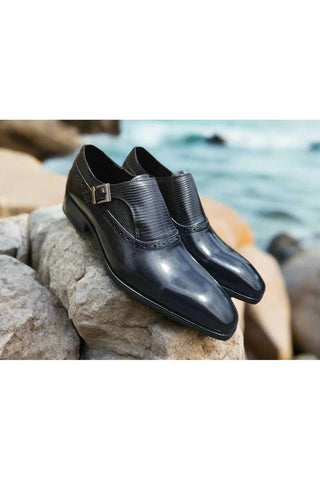 Carrucci KS503-05 Leather Single Monk-Strap-AmbrogioShoes