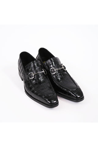 Carrucci KS503-61E Alligator Embossed Leather Horsebit Loafer-AmbrogioShoes