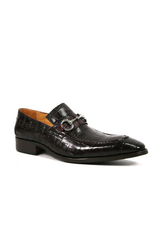Carrucci KS503-61E Alligator Embossed Leather Horsebit Loafer-AmbrogioShoes