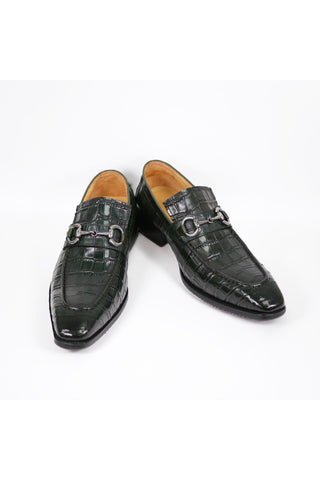 Carrucci KS503-61E Alligator Embossed Leather Horsebit Loafer-AmbrogioShoes