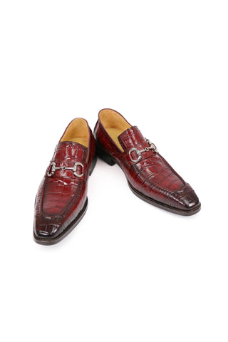 Carrucci KS503-61E Alligator Embossed Leather Horsebit Loafer-AmbrogioShoes