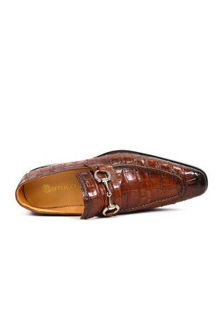 Carrucci KS503-61E Alligator Embossed Leather Horsebit Loafer-AmbrogioShoes