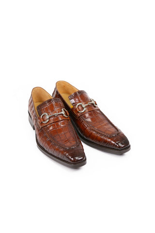 Carrucci KS503-61E Alligator Embossed Leather Horsebit Loafer-AmbrogioShoes