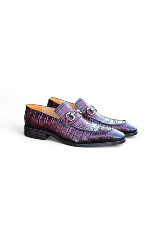 Carrucci KS503-61E Alligator Embossed Leather Horsebit Loafer-AmbrogioShoes