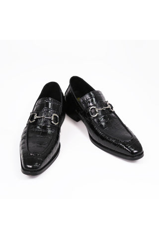 Carrucci KS503-61E Alligator Print Leather Horsebit Loafer-AmbrogioShoes