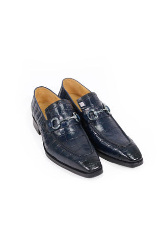 Carrucci KS503-61E Alligator Print Leather Horsebit Loafer-AmbrogioShoes