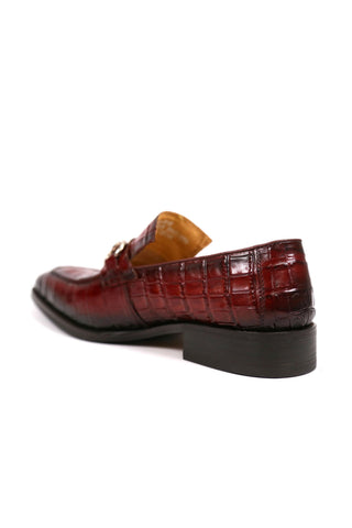 Carrucci KS503-61E Alligator Print Leather Horsebit Loafer-AmbrogioShoes