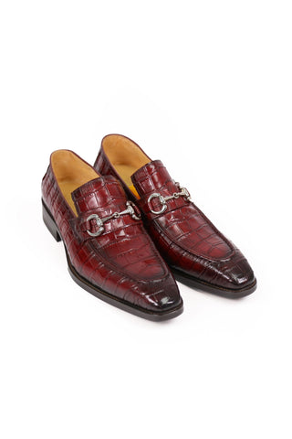 Carrucci KS503-61E Alligator Print Leather Horsebit Loafer-AmbrogioShoes