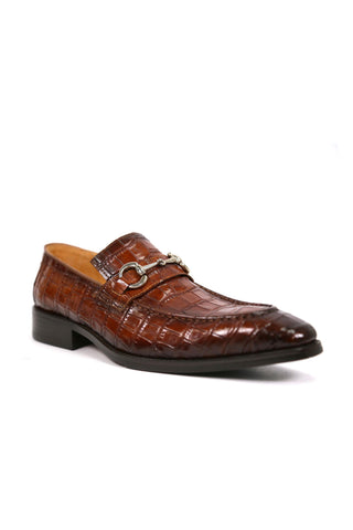 Carrucci KS503-61E Alligator Print Leather Horsebit Loafer-AmbrogioShoes