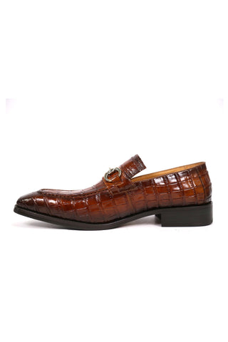 Carrucci KS503-61E Alligator Print Leather Horsebit Loafer-AmbrogioShoes