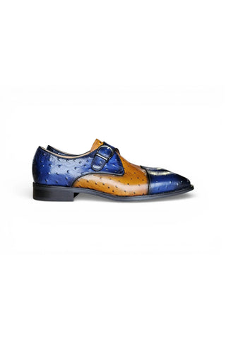 Carrucci KS509-09T Embossed Leather Single Monk-Strap-AmbrogioShoes