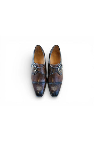 Carrucci KS509-09T Embossed Leather Single Monk-Strap-AmbrogioShoes