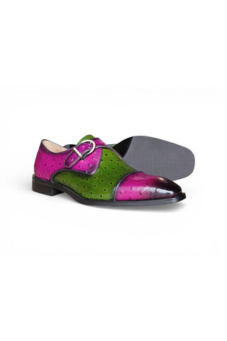 Carrucci KS509-09T Embossed Leather Single Monk-Strap-AmbrogioShoes