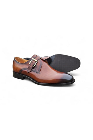 Carrucci KS509-12 Leather Single Monk-Strap-AmbrogioShoes