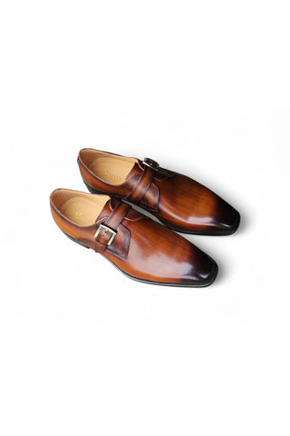 Carrucci KS509-12 Leather Single Monk-Strap-AmbrogioShoes