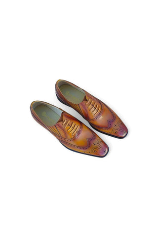 Carrucci KS509-18 Men’s Shoes Calf-Skin Leather Wing-Tip Oxford