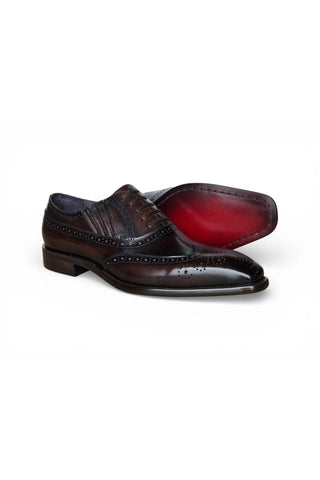 Carrucci KS509-18 Men’s Shoes Calf-Skin Leather Wing-Tip Oxford