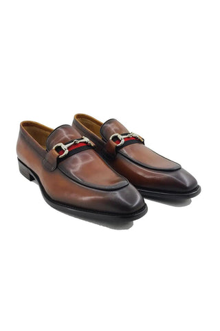 Carrucci KS509-28R Leather Horse-Bit Loafer