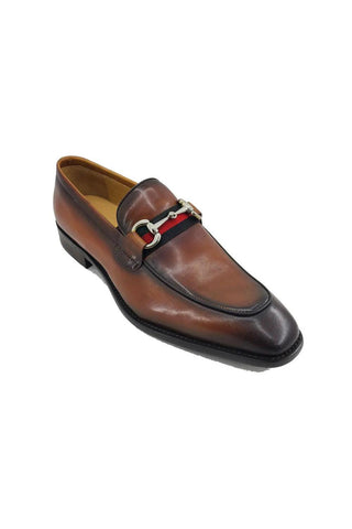 Carrucci KS509-28R Leather Horse-Bit Loafer