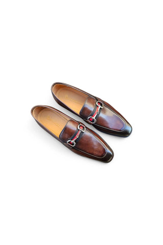 Carrucci KS509-28R Leather Horse-Bit Loafer