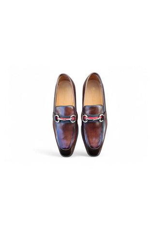 Carrucci KS509-28R Leather Horse-Bit Loafer