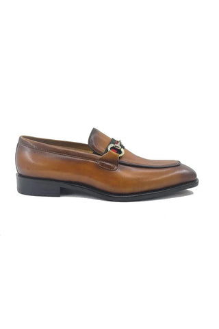Carrucci KS509-28R Leather Horse-Bit Loafer