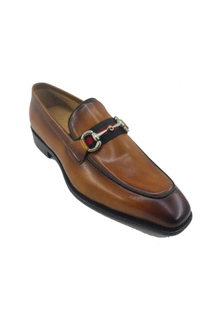 Carrucci KS509-28R Leather Horse-Bit Loafer
