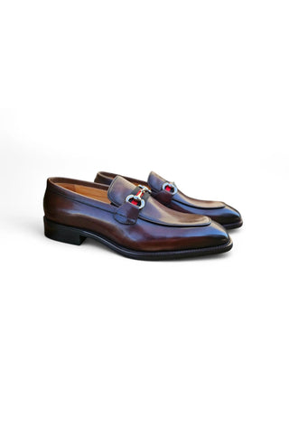 Carrucci KS509-28R Leather Horse-Bit Loafer