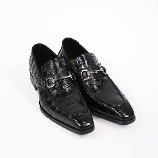 Carrucci Men's Shoes Alligator Print Calf-Skin Leather Horsebit Loafer (CAR1000)-AmbrogioShoes