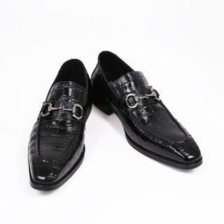 Carrucci Men's Shoes Alligator Print Calf-Skin Leather Horsebit Loafer (CAR1000)-AmbrogioShoes