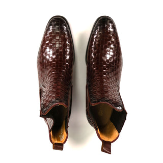 Carrucci Men's Shoes Basket Weave Leather Chelsea Boots (CAR1023)-AmbrogioShoes