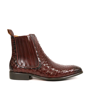 Carrucci Men's Shoes Basket Weave Leather Chelsea Boots (CAR1023)-AmbrogioShoes