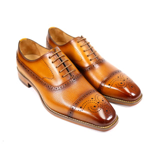 Carrucci Men's Shoes Calf-Skin Leather Classic Cap-Toe Oxford (CAR1009)-AmbrogioShoes